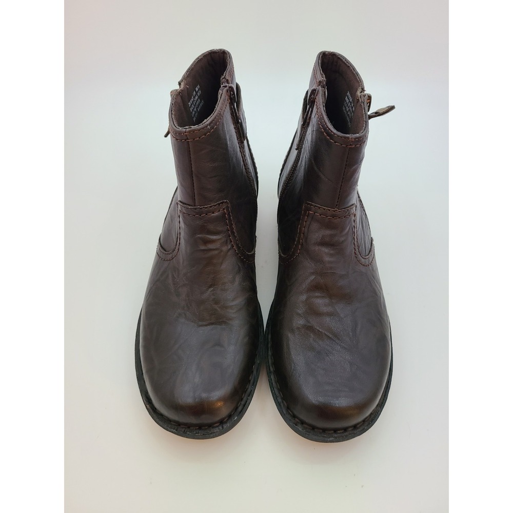 Clarks Bendables Brown Leather Womens Ankle Boots Crinkle Patent Finish Size 7.5
